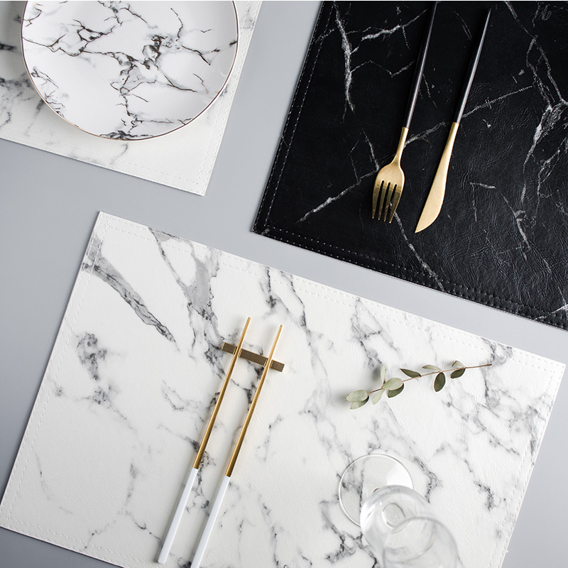 Marble Coaster Set - Elegante mantel individual de poliuretano con