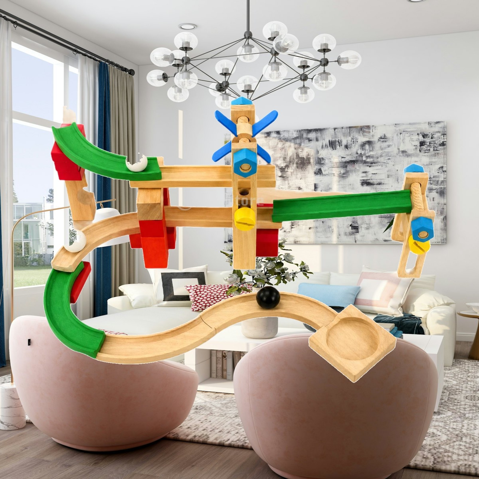Marble Coaster Set - Pista de madera con bloques de