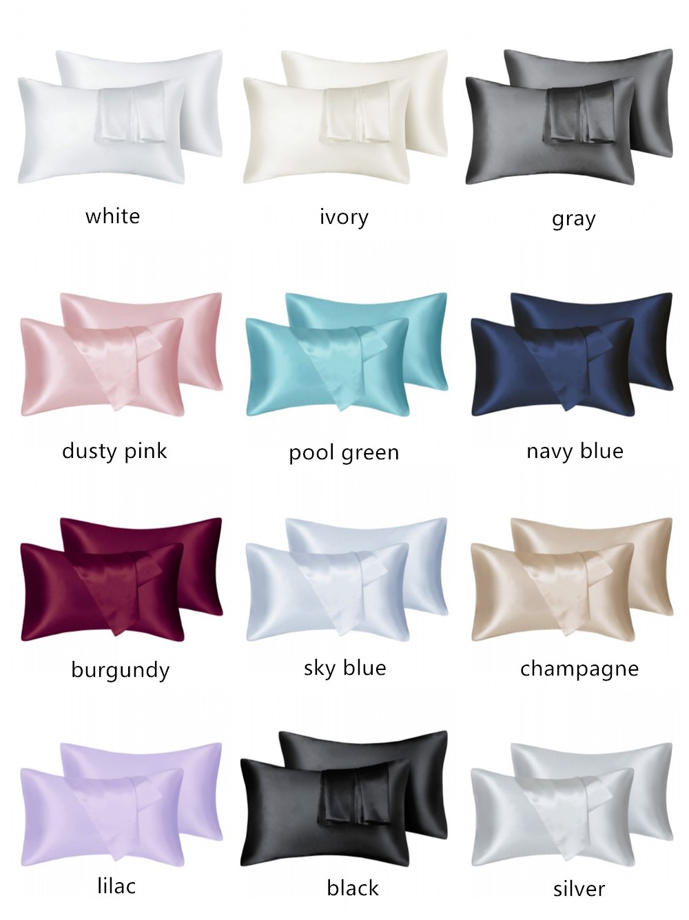 Silk Pillowcase - 2 unids/lote de fundas de almohada
