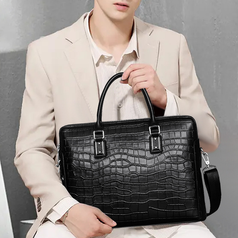 Leather Briefcase - Maletín de cuero genuino para hombre,